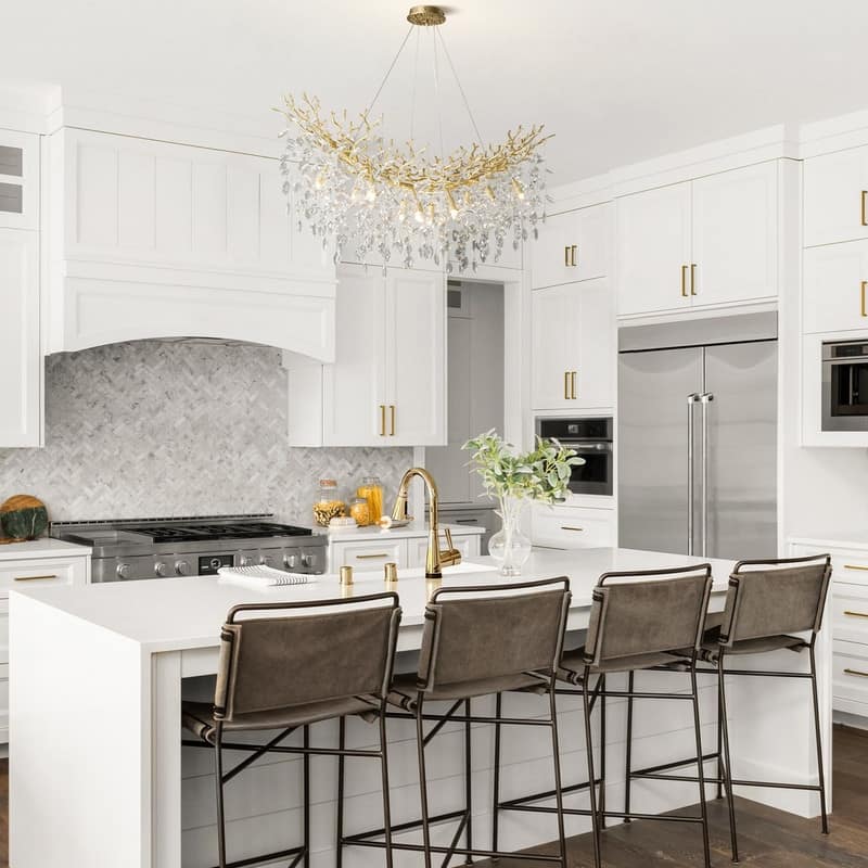 Modern Branch Crystal Linear Chandelier, 1100-1830mm Dining Pendant Light