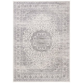SAFAVIEH Atlas Made Vintage Oriental Viscose Rug - Ivory/Grey - 5' 3" x 7' 7"