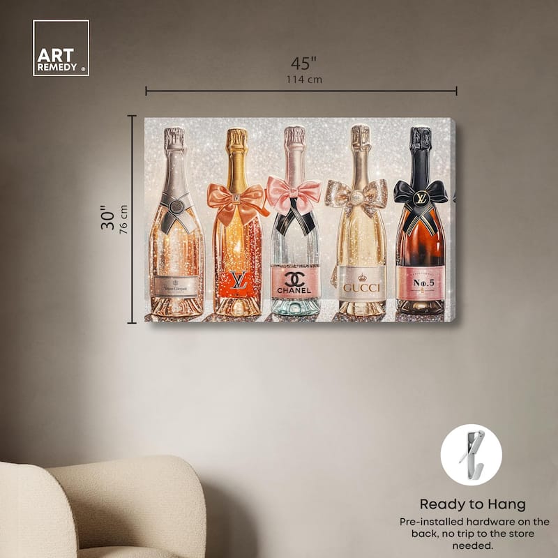 Champagne Bottles Glitz Canvas by Art Remedy, Gallery Wrapped