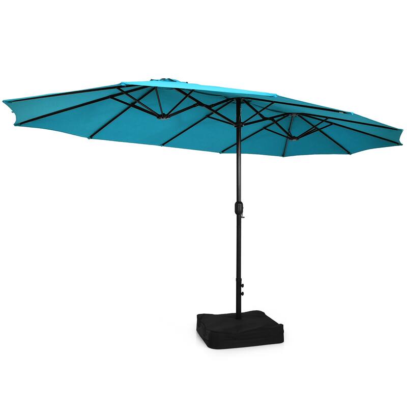 Costway 15FT Double-Sided Twin Patio Umbrella Outdoor Market W/ Crank