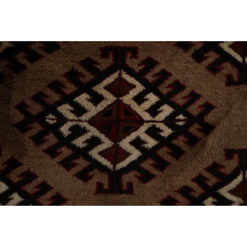 Hand Knotted Oriental 100% Wool Carpet Traditional All-Over Brown Turkoman Area Rug - 10' 7'' X 5' 3''