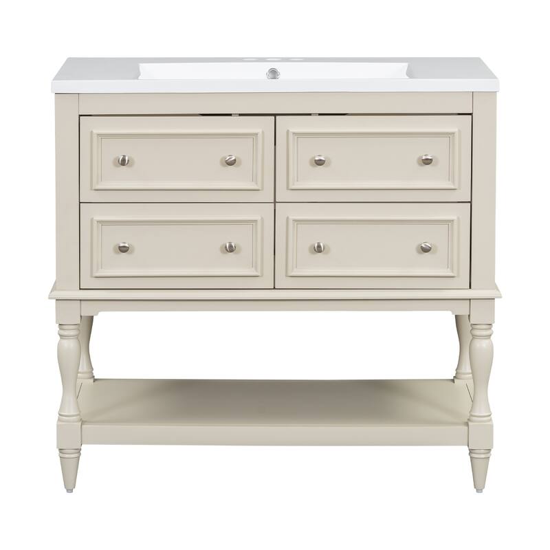 Bathroom Vanity Cabinet Free Standing Vanity Set with 4 Drawers