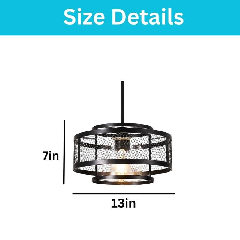 13” Light fixture matte black light kitchen glass, metal pendant light
