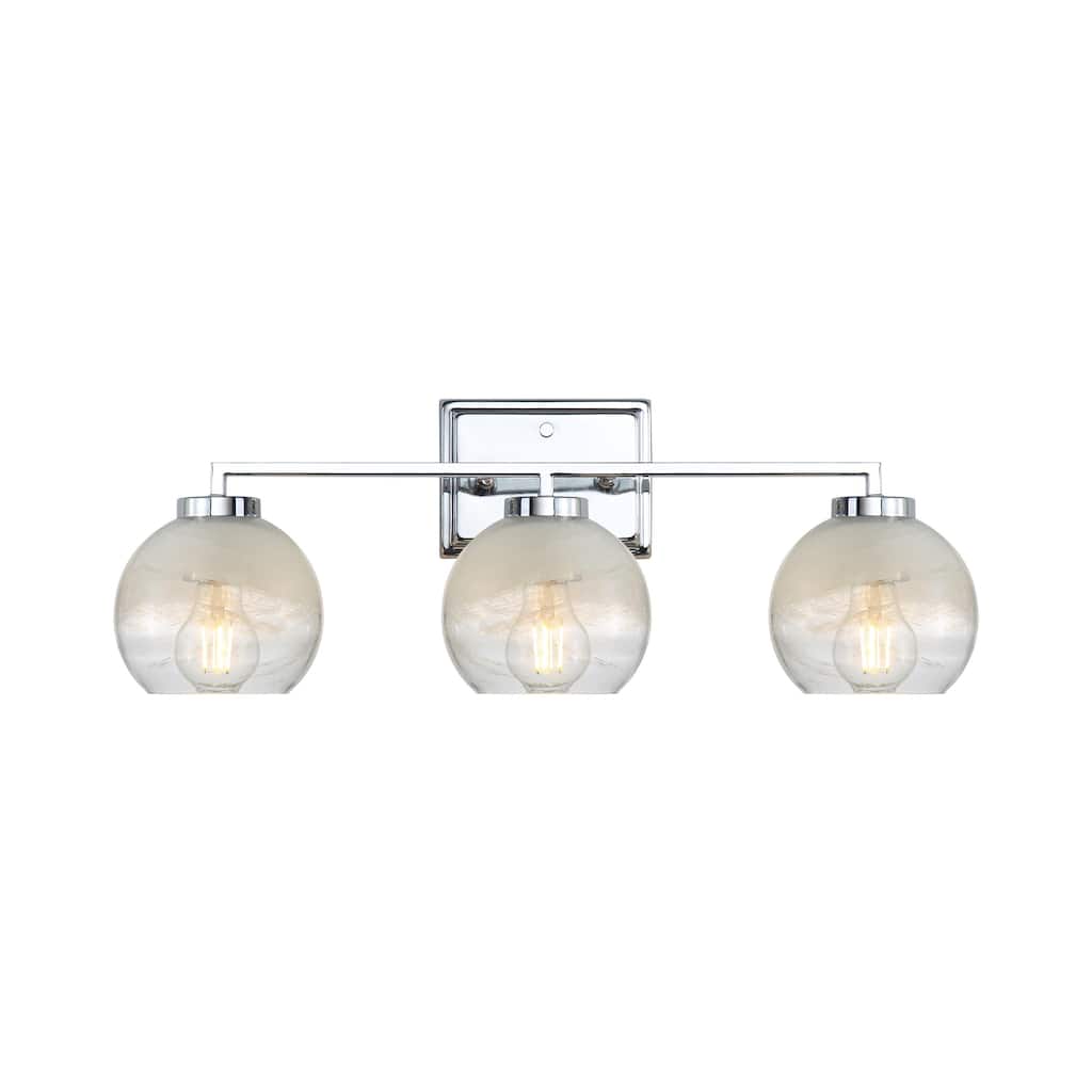 Elliott 3-Light Vanity Light in Chrome with Alabaster Shade - Silver