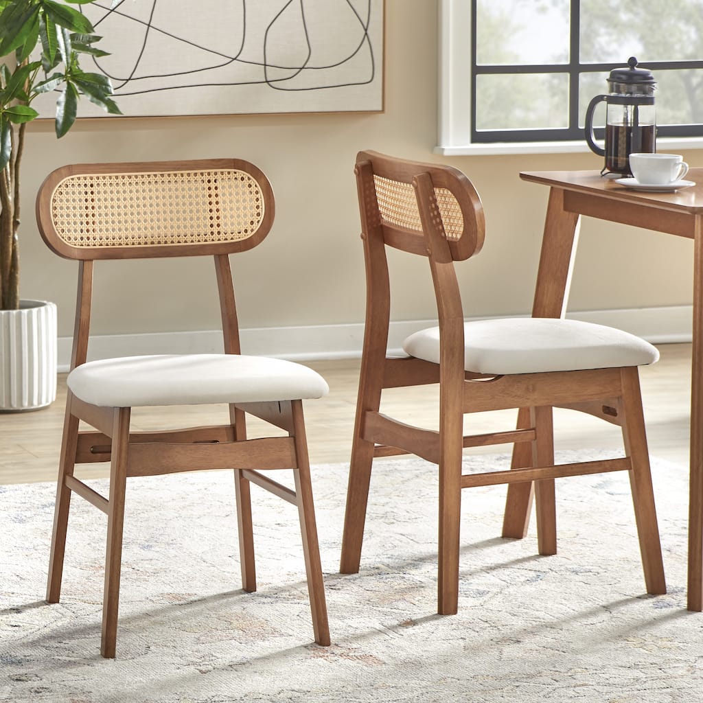 Simple Living Anika Solid Wood and Cane Dining Chair (Set of 2)