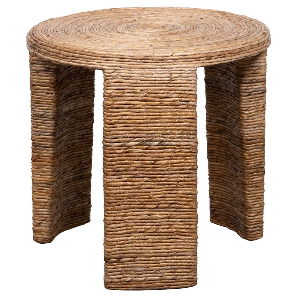 22 in. Brown Round Metal End Table, Sturdy Build End Side Table for Living Rooms