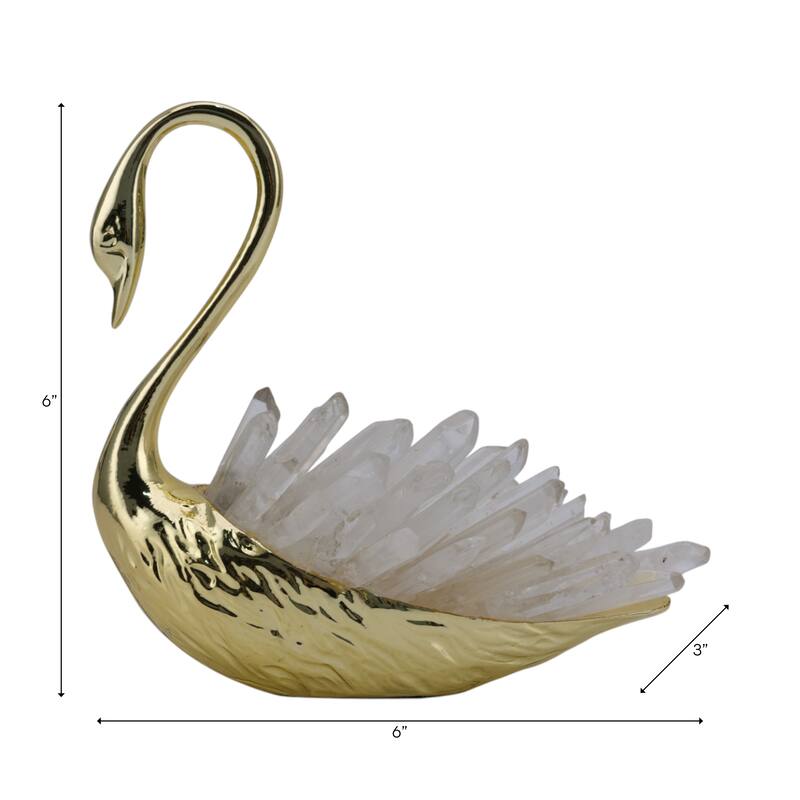 Metal Sitting Swan Sculpture with Tall Neck Elegant Home Decor