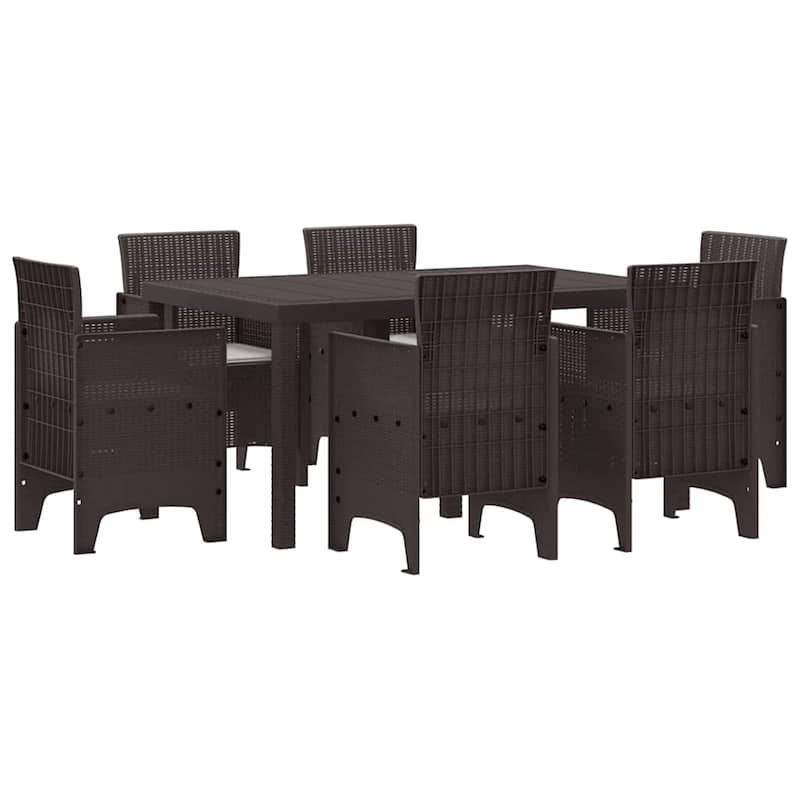 vidaXL Garden Dining Set 5/7 pcs Anthracite/Brown Polt rattan - 150 x 100 x 73 cm