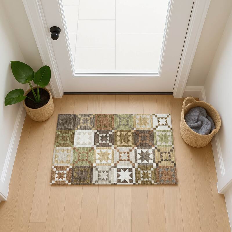 Machine Washable Indoor/ Outdoor Modern Newton Chantille Rug