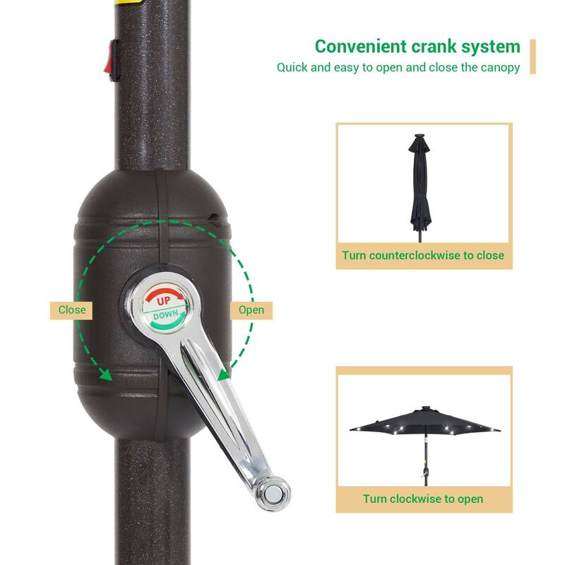 LIVOOSUN Patio 7.5 Feet Market Solar LED Light Umbrella