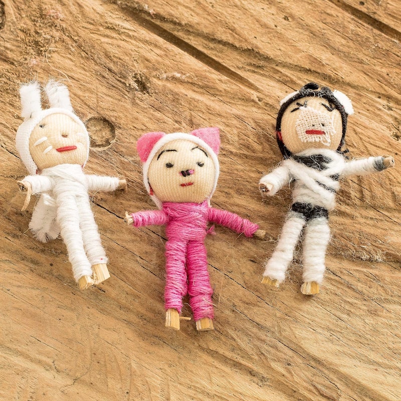 Novica Handmade Little Farm Worry Dolls (Set Of 3)