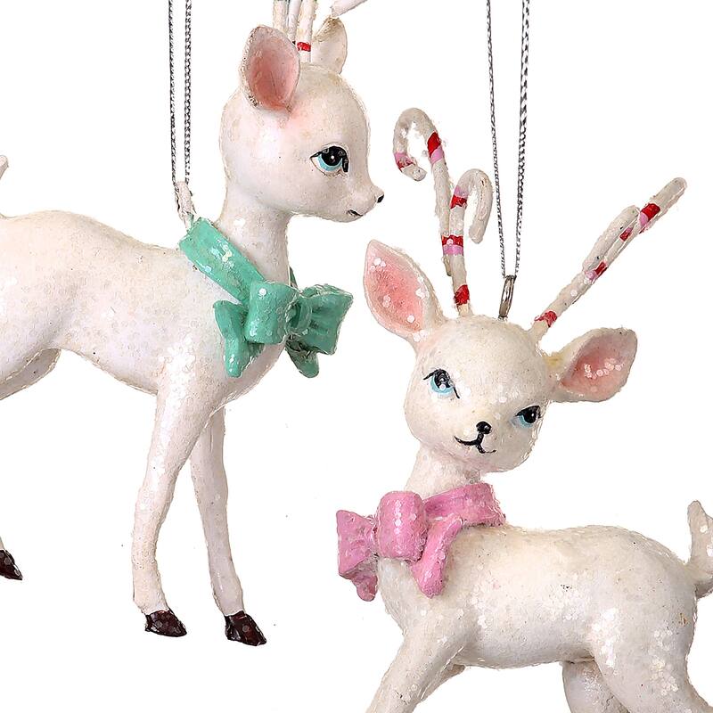 5" Resin Candy Deer Ornament Set of 2