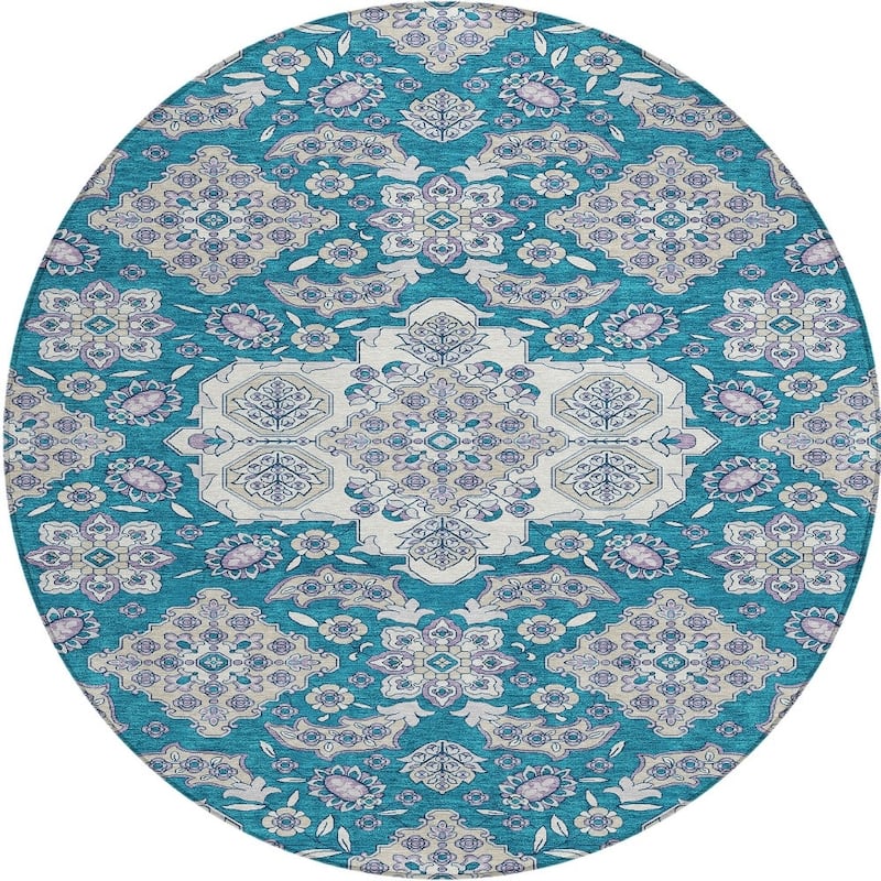HomeRoots Medallion Traditional Rectangle Outdoor Rug