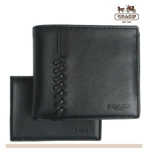 Shop Coach Men S 3 In 1 Wallet With Baseball Stitch Black Overstock 24267185