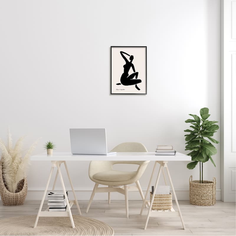 Stupell Historic Matisse Woman Sitting Minimal Silhouette Framed Wall Art - Black