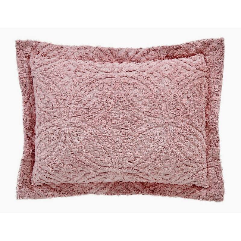 Better Trends Wedding Ring Loop Design Standard Sham 100% Cotton Tufted Machine Washable Tumble Dry
