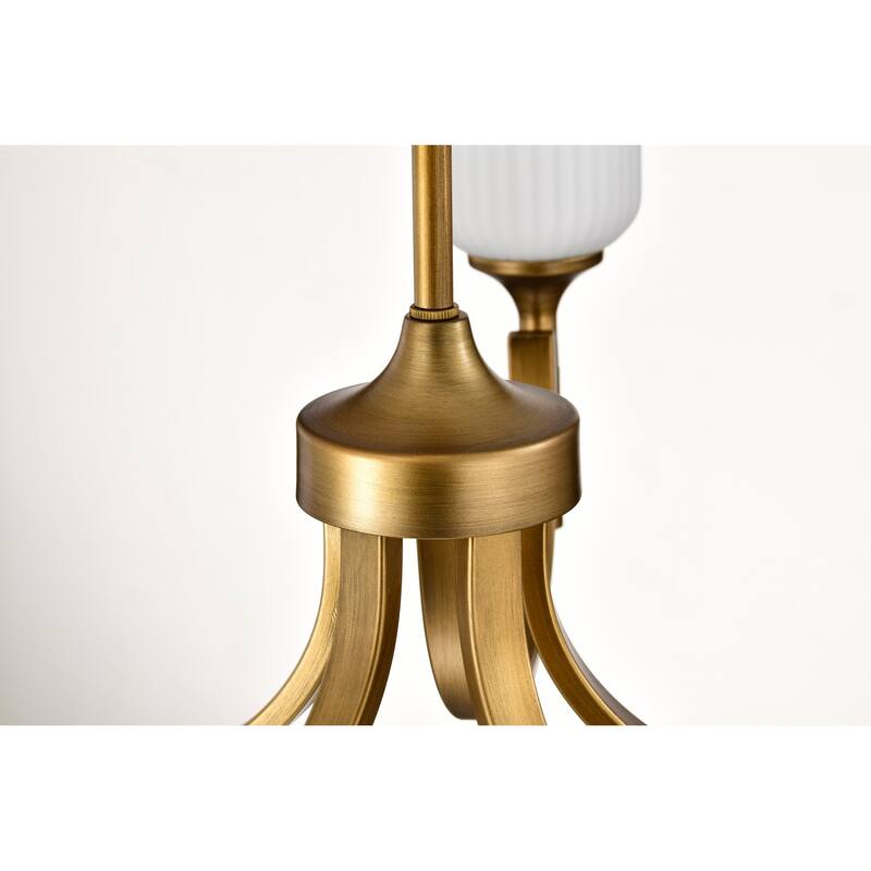 Solara 5 Light Chandelier Natural Brass Finish Frosted Ribbed Glass - Natural Brass