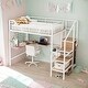 preview thumbnail 14 of 24, Full Size Metal Loft Bed with Desk and Metal Grid,Stylish Metal Frame Bed with Lateral Storage Ladder and Wardrobe Black