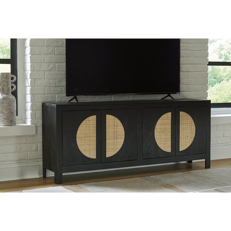 Signature Design by Ashley Cliffiings Black/Natural Accent Cabinet - 70" W x 15.13" D x 29" H