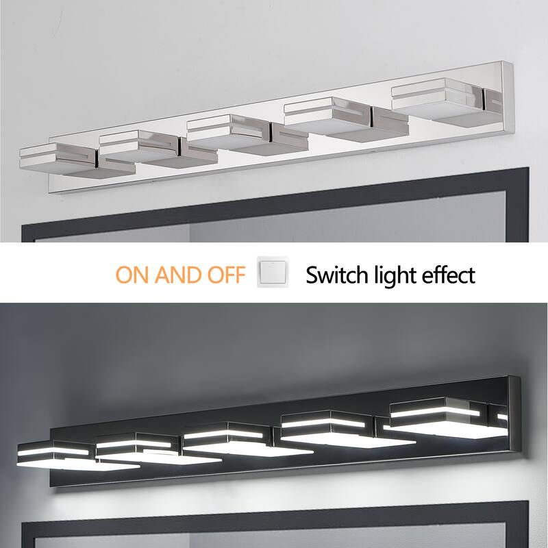 5-Light Chrome LED Vanity - Modern - Bathroom Mirror