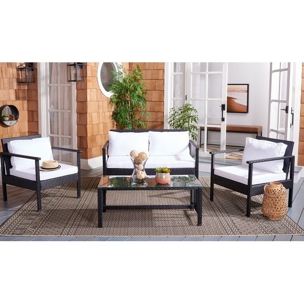 SAFAVIEH Outdoor Garnen 4 Piece Wicker Living Set
