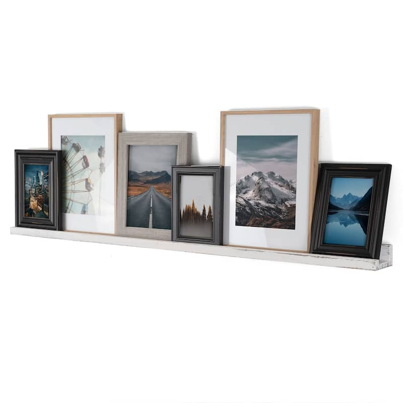 Rustic State Set of 4 Wall Mounted Shelves 52 Inch Photo Ledge