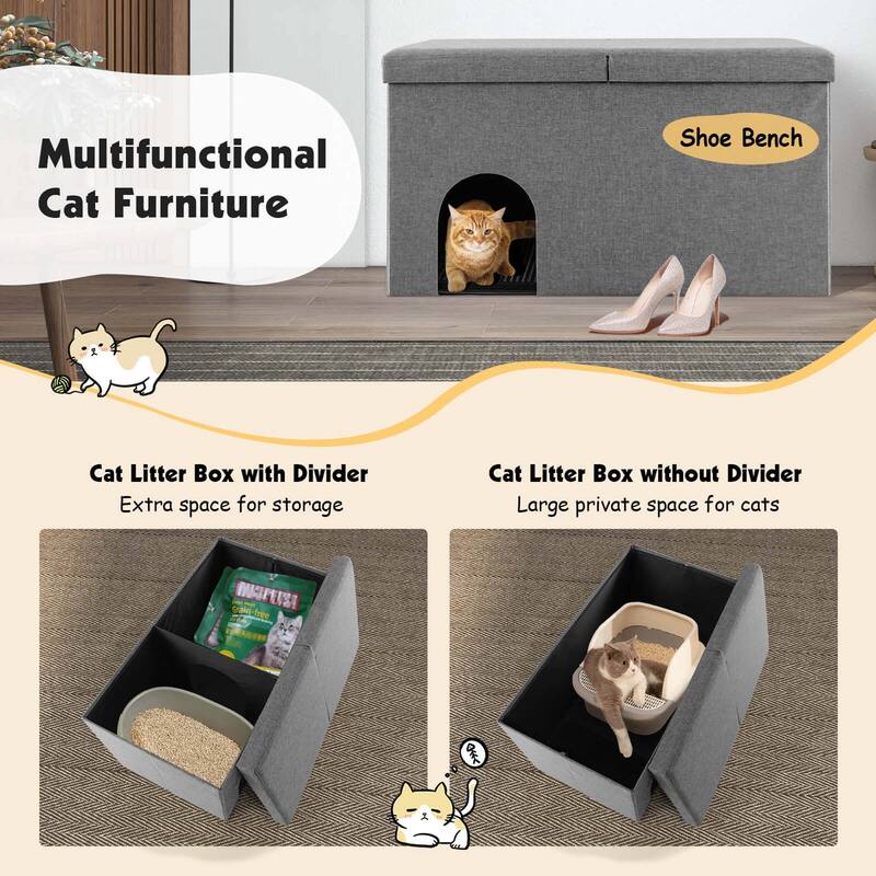 Costway Cat Litter Box Enclosure Hidden Furniture Cat Washroom Shoe - See Details