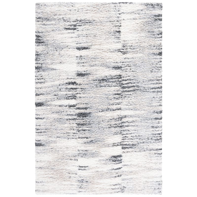SAFAVIEH Berber Shag Megane Modern 1.2-inch Thick Rug - 6'7" Square - Grey/Ivory