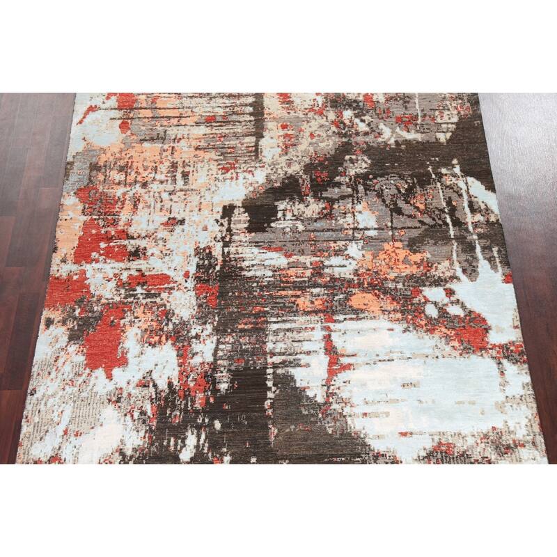 Vegetable Dye Wool/ Silk Abstract Modern Area Rug Hand-knotted Carpet - 6'6" x 9'9"