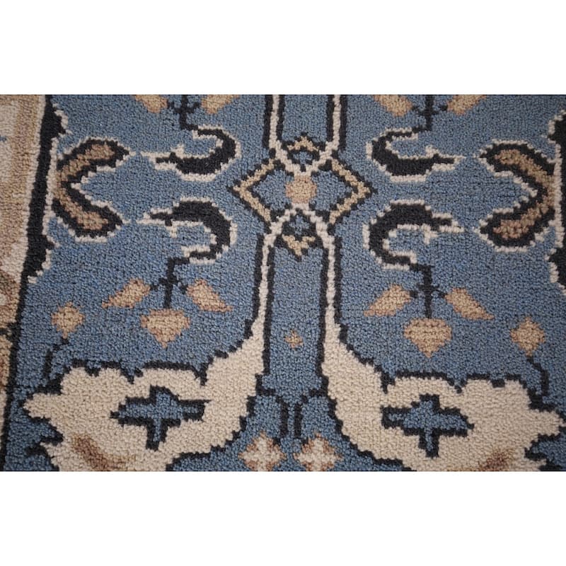 Blue Oushak Indian Runner Rug Hand-Knotted Wool Carpet - 2'6"x 8'1"