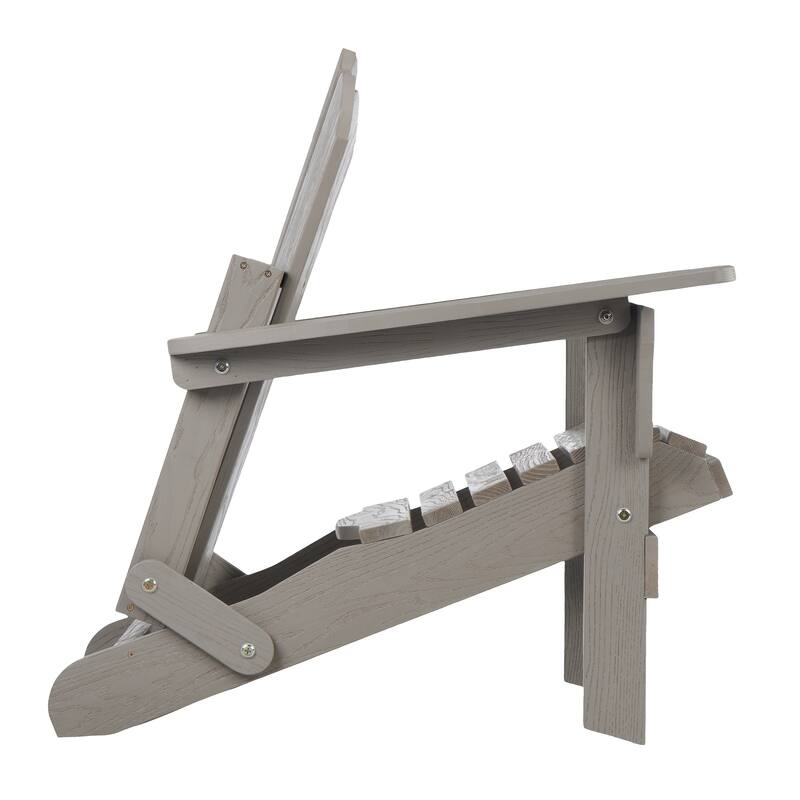 Oversize Embossed Wooden Outdoor Folding Adirondack Chair with Pre-Assembled BackRest & SeatBoard,for Garden Pool Deck Firepit