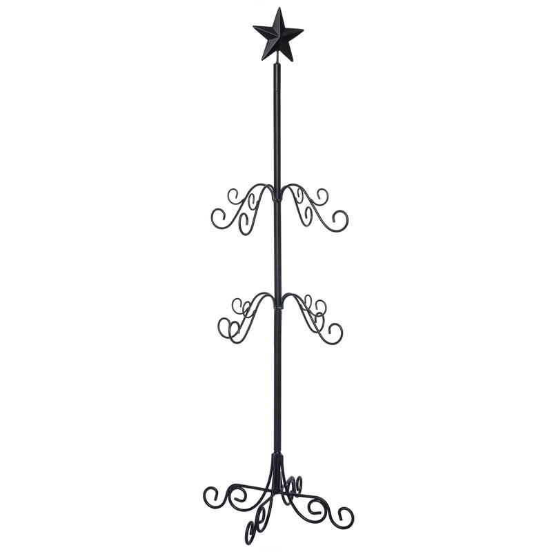 Transpac Metal 34.65 in. Black Christmas Star Standing Stocking Holder