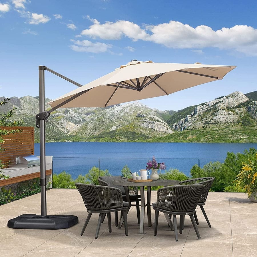 PURPLE LEAF Round 360 Degree Rotation Patio Cantilever Umbrella