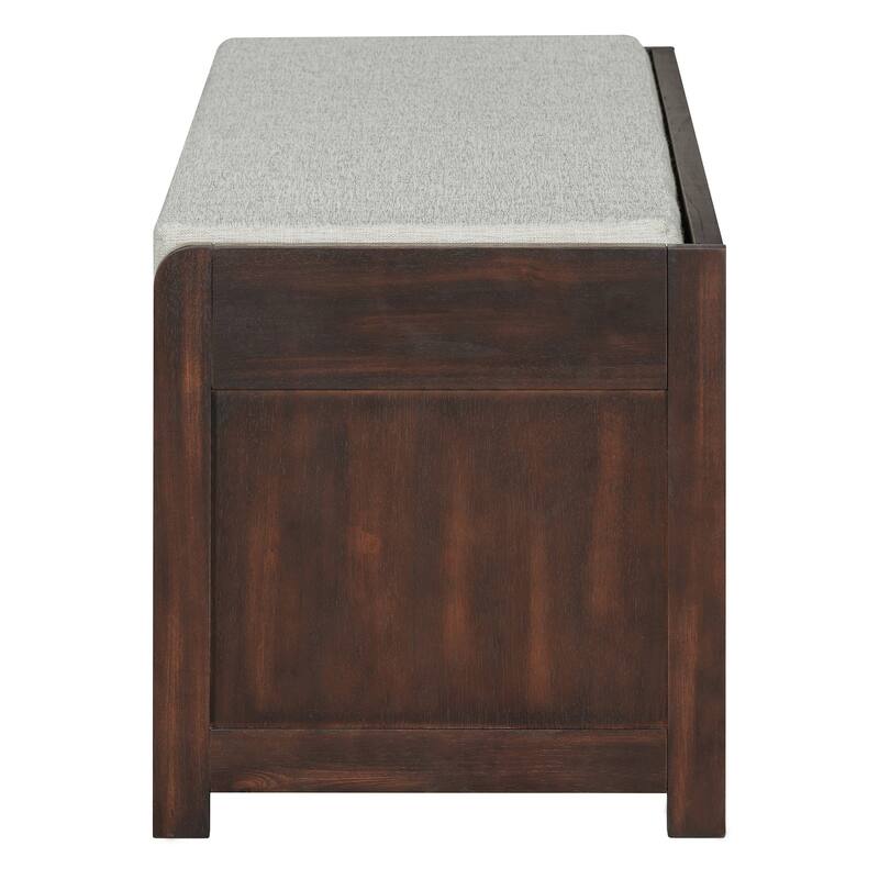 Shoe Storage Bench Entryway Bench with Cushion, Sliding Door
