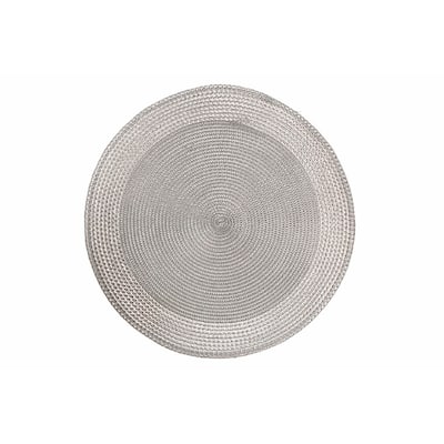 Vinyl Round Placemat With Border (Silver) - Set of 12