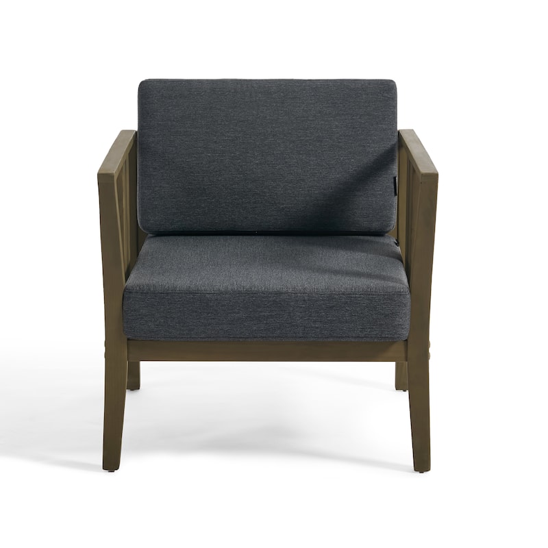 Casual 29"W Outdoor Patio Armchair Set In Solid Teak Wood with Cushion