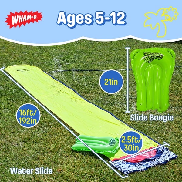 Wham-O Slip N Slide 16ft Super Slip Lawn Water Slide with Slide Boogie