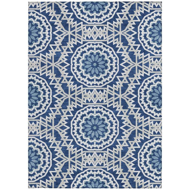 HomeRoots Floral Medallion Transitional Rectangle Outdoor Rug