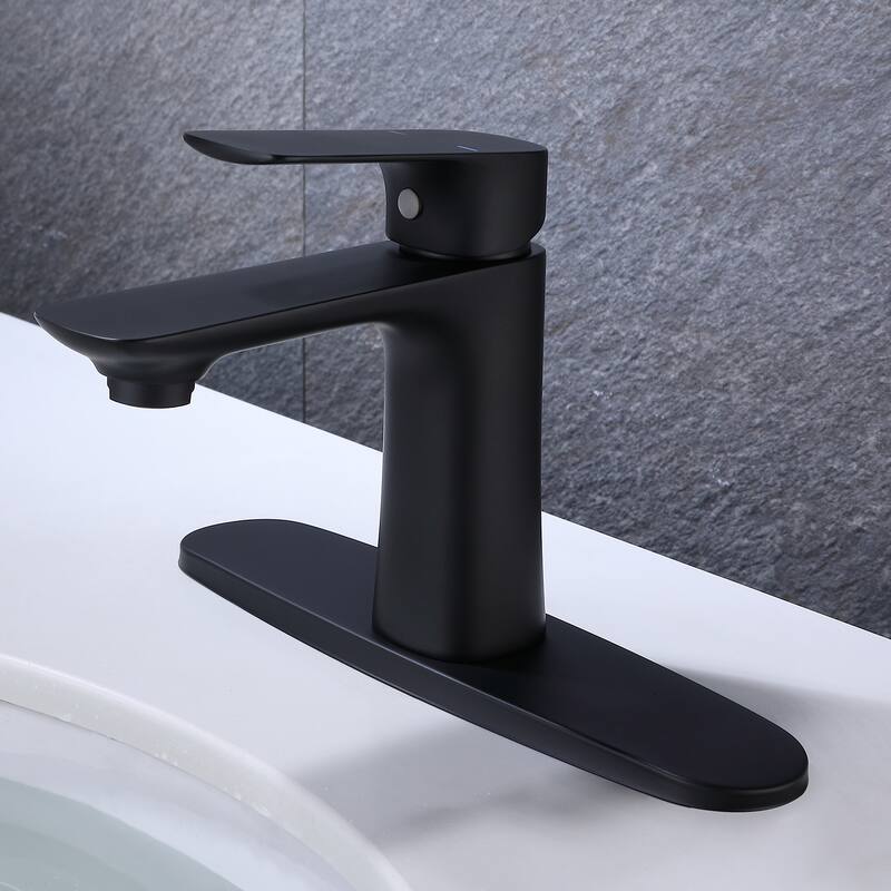 Black/Gold Single Handle Bathroom Sink Faucet Single Hole with Deck Plate