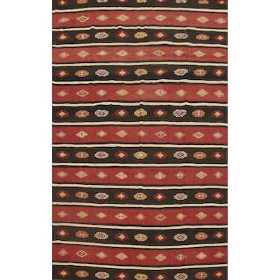 Hand Woven Oriental 100% Wool Carpet Southwestern Tribal Multi-Colored Kilim Area Rug - 9' 2'' X 6' 2''