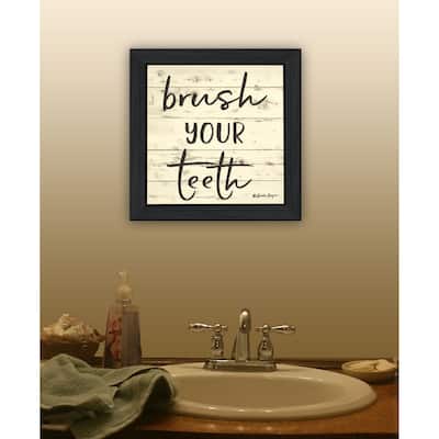 TrendyDecor4U Contemporary "Brush your Teeth" Framed Print Wall Art
