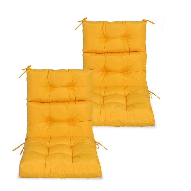 2 Pcs Set High Back Patio Chair Cushions,Tufted Rocking Chair Cushions,Cushions For Garden Porch Home Office Chair Use - Yellow