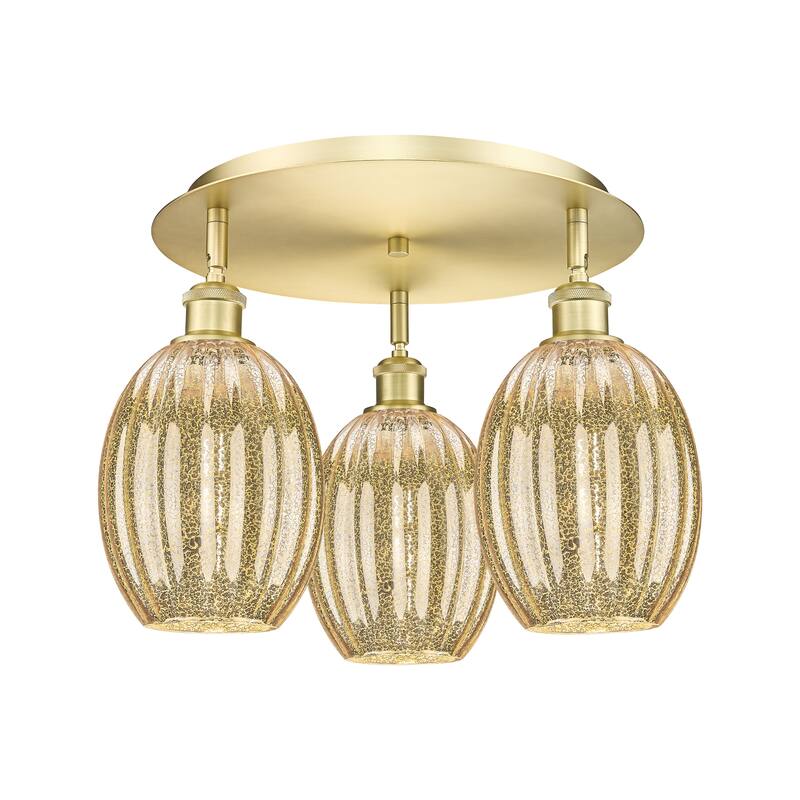 Innovations Lighting Endless Possibilities Ballston - Preston - 3 Light 18" Bulb Shade Flush Mount - Mercury/Satin Gold