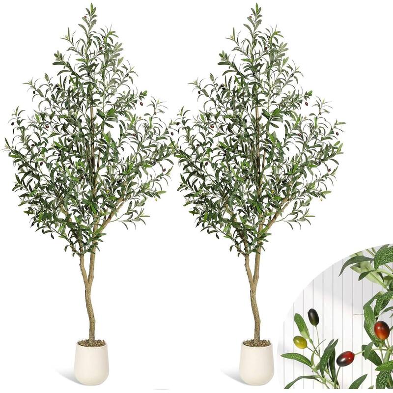 2 Pcs Faux Artificial Olive Tree for Home Office Living Room Decor - 6 ft