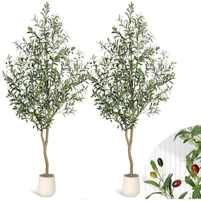 2 Pcs Faux Artificial Olive Tree for Home Office Living Room Decor
