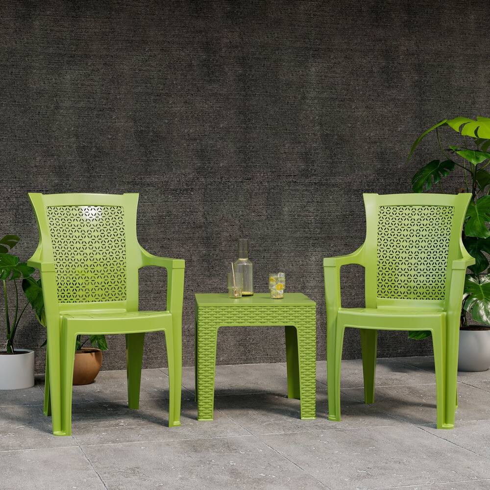 3-Piece Outdoor Bistro Set with Mira Chairs and Trillia Table