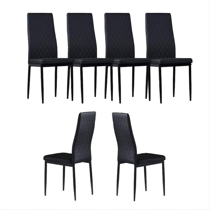 Modern Dining Chairs Set of 6 with PU Leather Seat and Metal Legs Accent Kitchen Side Chairs for Restaurant and Living Room