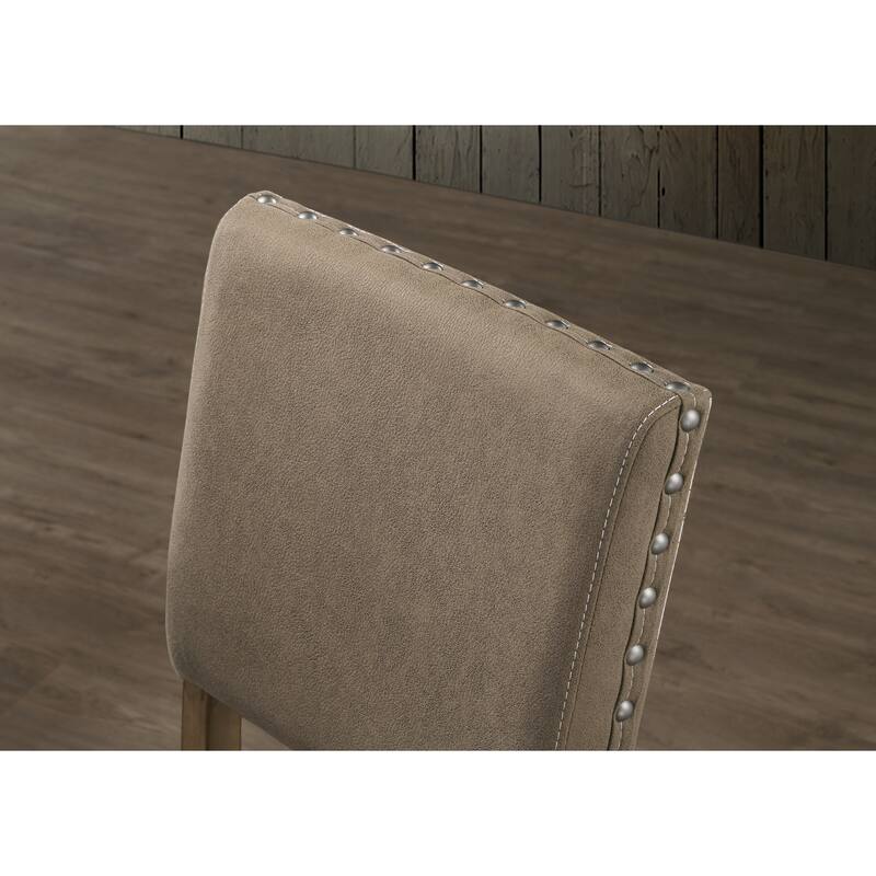 Roundhill Furniture Birmingham 6-piece Driftwood Finish Table with Nail Head Chairs Counter Height Dining Set