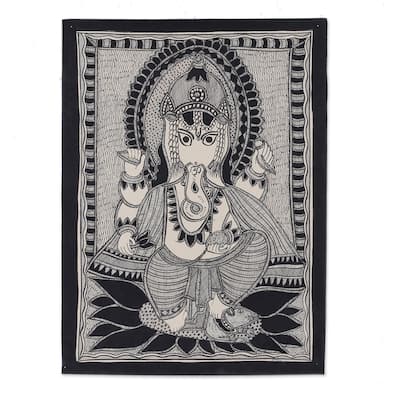 Novica Handmade Glorious Ganesha Madhubani Painting