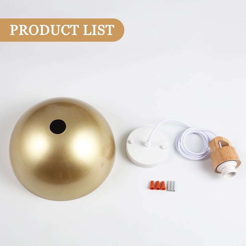 1-Light Rustic Hanging Pendant Light with Metal Shaded for Kitchen Island